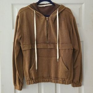 POL Quarter Zip Hoodie Camel Tan
